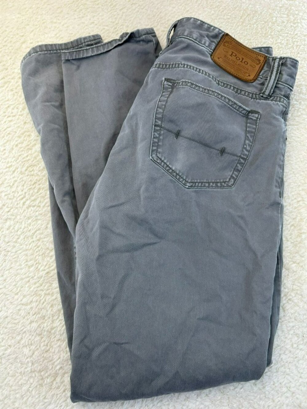 Polo Ralph Lauren Mens Denim Gray Pants Size 30X32 Cotton Relaxed Fit Pre-Owned